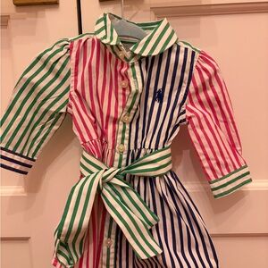 NWT Baby Ralph Lauren Cotton Poplin Striped Dress